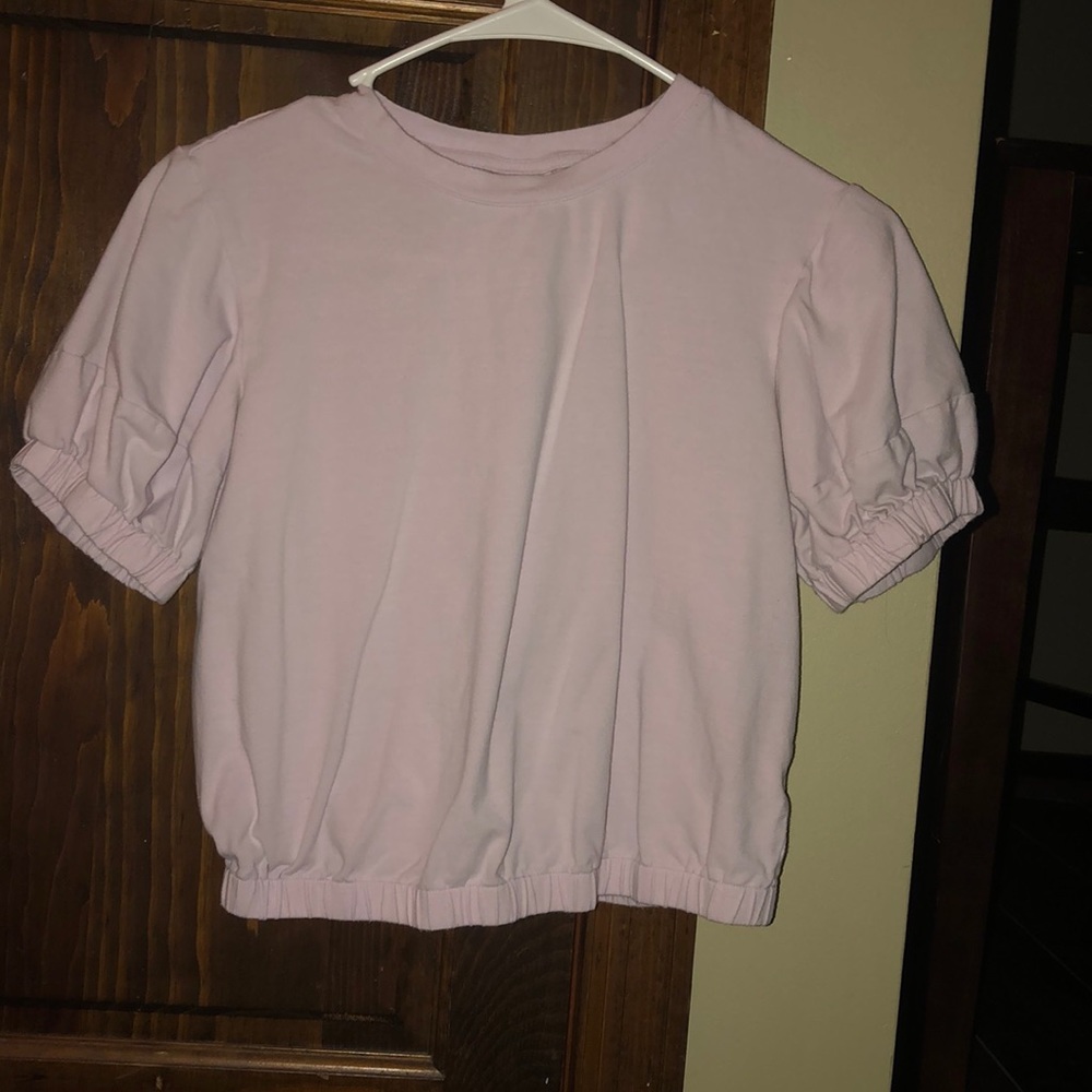 Periwinkle ruched sleeves cropped blouse